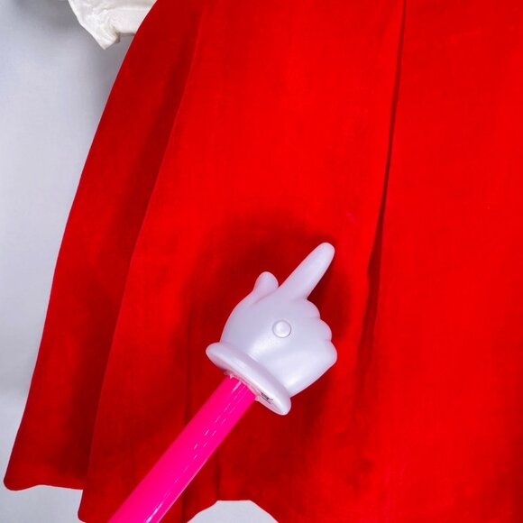 Vintage Baby Girl 2 Piece Red Velvet Dress + Puff Sleeve Shirt Outfit Set 12m - Picture 9 of 12